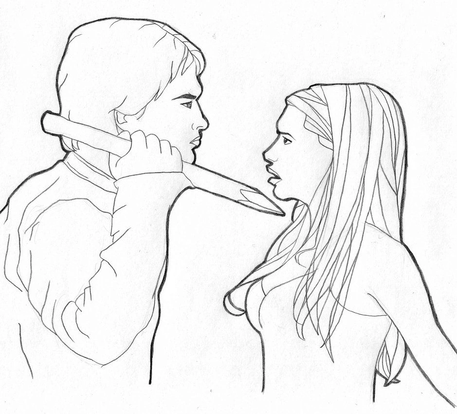 Kolorowanka Damon trzymający kołek